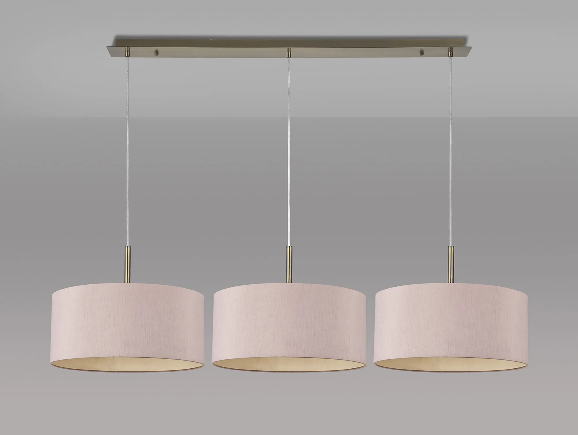 Baymont 40cm Shade 3 Light Pendant Antique Brass, Taupe/Halo Gold DK0579  Deco Baymont AB TA